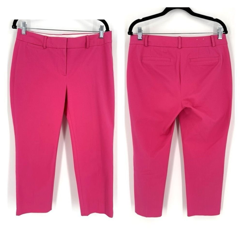 Crown & Ivy Women's Mid-Rise Stretch Flat Front Cropped Pants Fuscia Pink Size 8